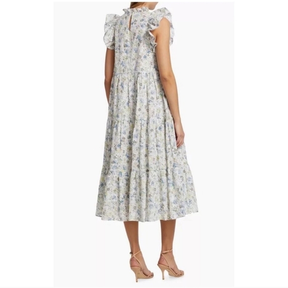 EN SAISON White Eliza Floral Print Tiered Midi-Dress size Medium - Picture 2 of 16